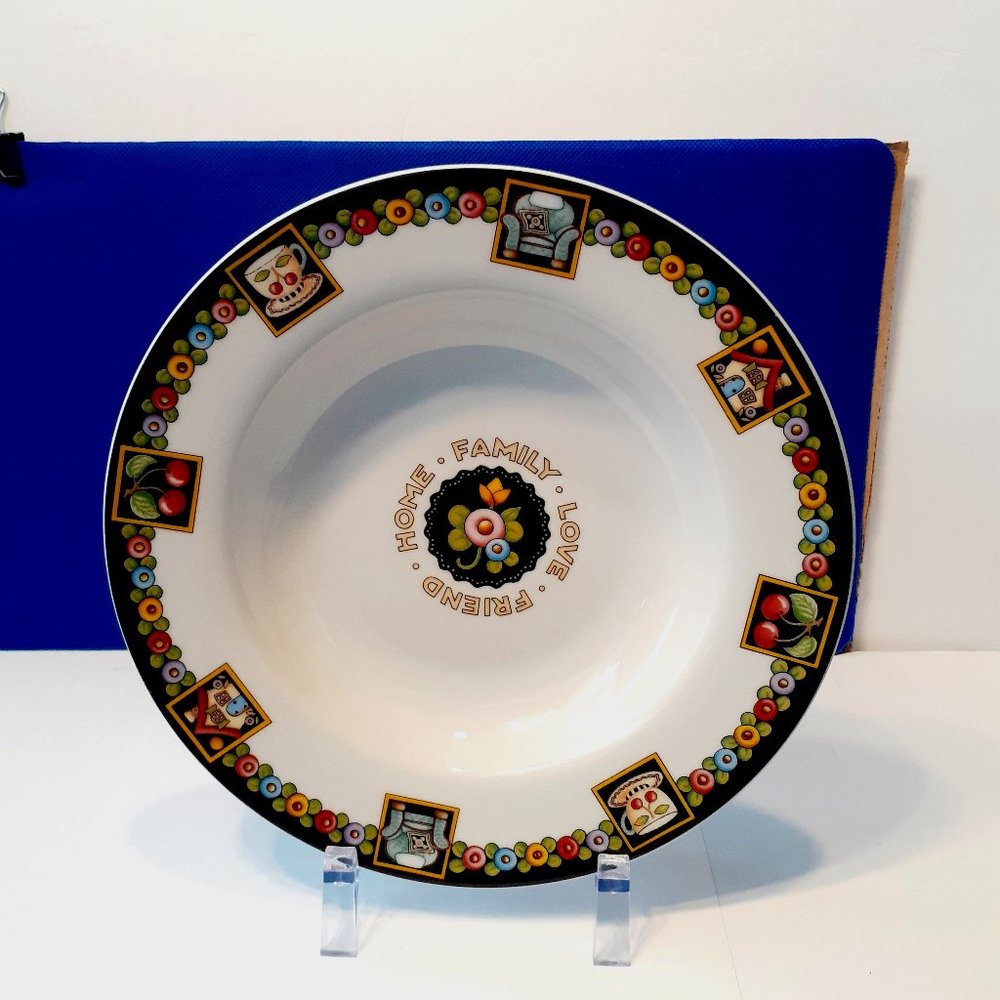 Mary Engelbreit Love Friend Family Home 8.5" Shallow Dish Bowl Rimmed Soup Salad